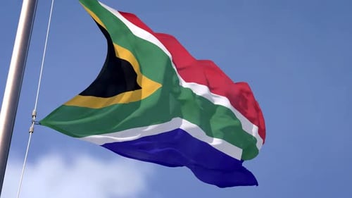 South African National Flag Waving Animation