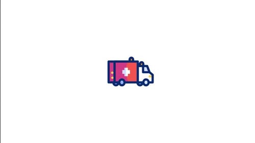Animated Flat Design Medical Ambulance Icon