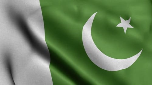 Pakistan National Flag Waving Animation with Realistic Fabric Texture