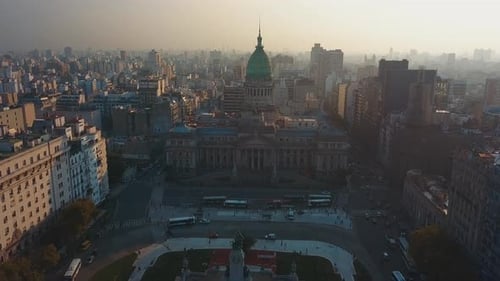 Aerial View of the City of Buenos Aires Congress Building Argentina