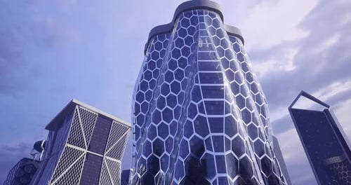 Arquitectura moderna en el horizonte urbano con un diseño hexagonal único