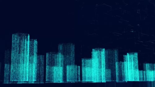 Futuristic Digital Virtual City Landscape