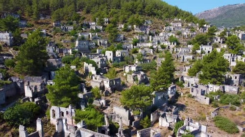 Aerial view of Kayakoy village 4K