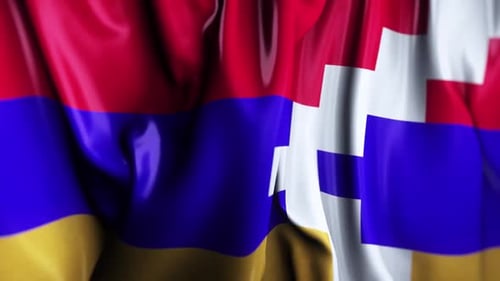 Drapeau agitant la République du Haut-Karabakh