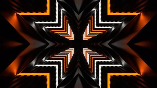 Orangefarbener und weißer Neon-Tunnel, große Anzahl von Winkelhintergründen, VJ Loop in 4K