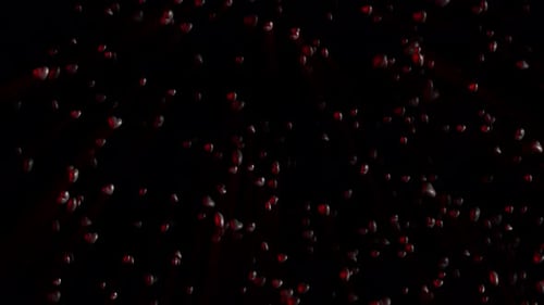 Glistening Red Hearts Flowing Upwards Animation