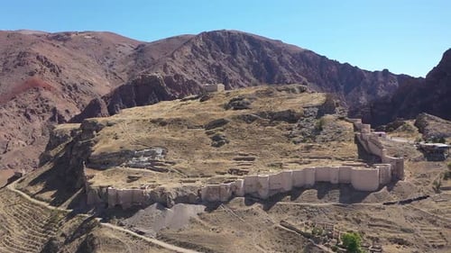 Aerial View Of Ancient Building Ruins In The Mountains