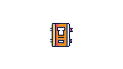Animated Recipe Book Opening Flat Design Icon