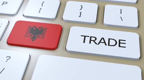 Albania Flag Key and Trade Button Animated Press on Keyboard
