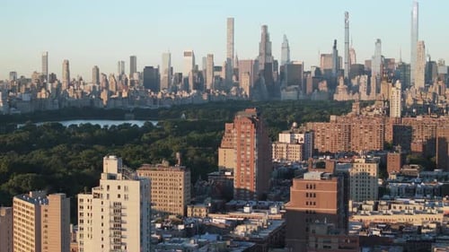 Aerial view of Central Park on a summer morning