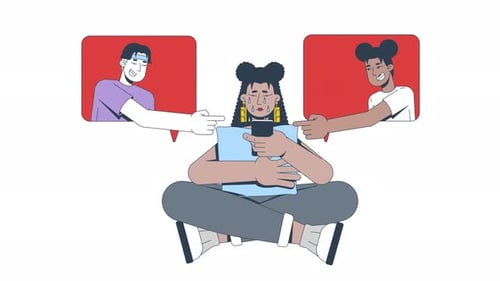 Cyberbullying and social pressure 2D animation
