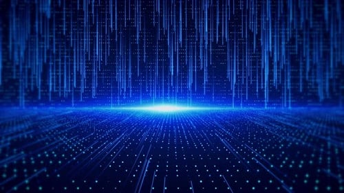 Big Data Futuristic Cyber Stream Blue Background Cyber Technology Background