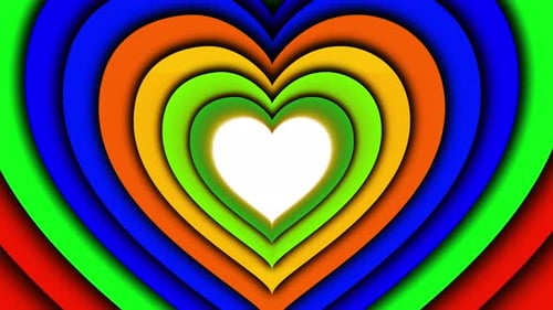 Colorful Glowing Heart Shape Disco Music Background. Vj Loop Heart Shape Animation Of Disco Dancing