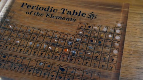 Scientific laboratory periodic table of elements including precious metals and atomic chemical eleme