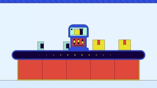 Production assembly line line cartoon animation
