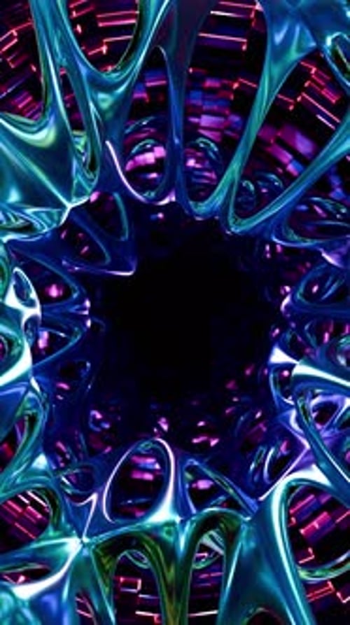 Grille biologique spectralement scintillante formant des voies neuronales complexes à l'intérieur d'une membrane brillante