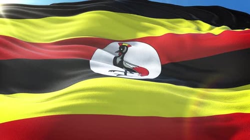 Realistic Uganda Flag Waving Motion Graphic