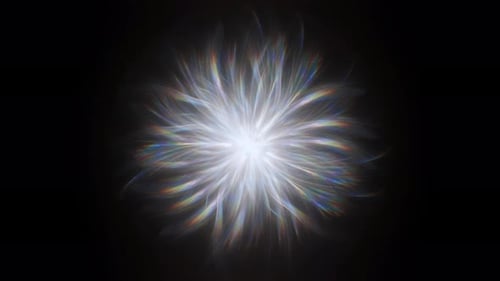 Explosion de lumière brillante abstraite avec effets arc-en-ciel irisés sur fond noir