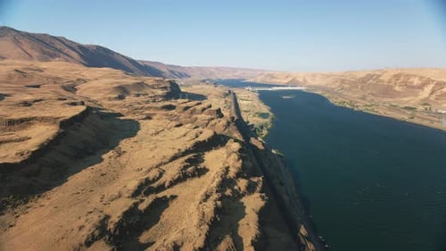 Oregon Circa-2021: Aerial View Of The John Day Dam In The Columbia River Gorge. Shot With Cinefle...