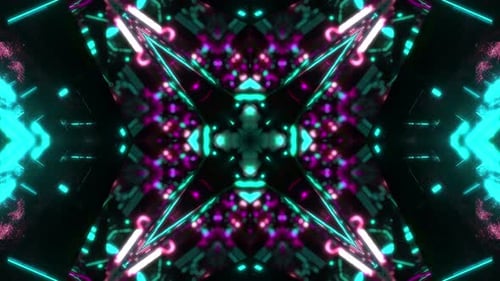 Abstract Neon Geometric Kaleidoscope Loop Background