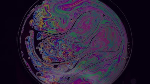 Swirling Iridescent Soap Bubble Surface Close Up