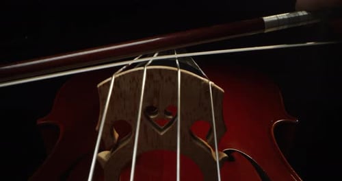 Elegant Cello Detail Close-Up with Bow