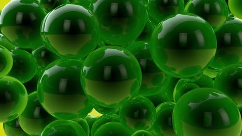 Abstract sphere particles motion animation of a pile of abstract colorful spheres and balls.