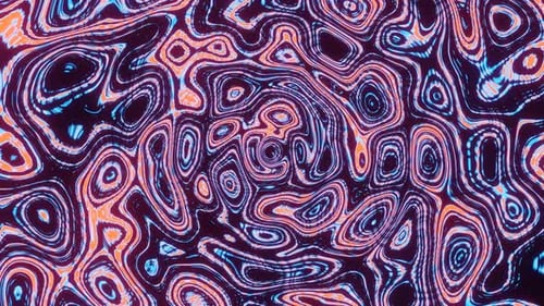 Blaue und orange psychedelische Hintergrund-Loop-Animation in 4K