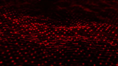 High Tech Blockchain Data Animation Red Background. Futuristic Digital Data Analysis Big Data Comput