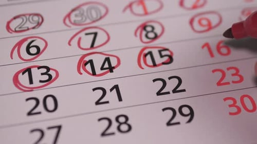Calendar Timetable Arranged By Supervisor With Emphasized And Commented Dates Organizer Creates
