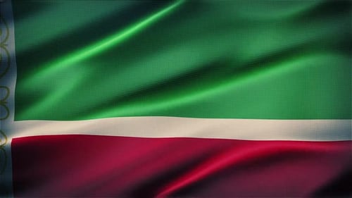 Chechen Republic Flag Waving Realistic Fabric Animation