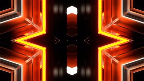 Orange And White Neon Mirrored Pentagonal Kaleidoscope Background Vj Loop In 4K
