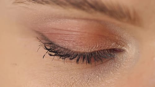 Close Up of Woman's Eye Opening