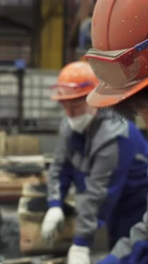 Foundry Worker Preparing Molds for Metal Casting Stock Clip