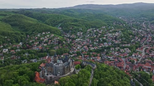 Aerial view of Wernigerode town , Germany