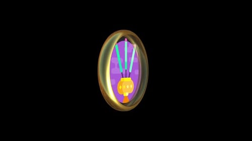 Animated 3D Rotating Incense Burner Flat Design Icon