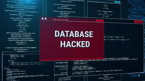Datenbank gehackt Cyberangriff Computernetzwerkvirus Spyware Malware Software Cybersicherheit