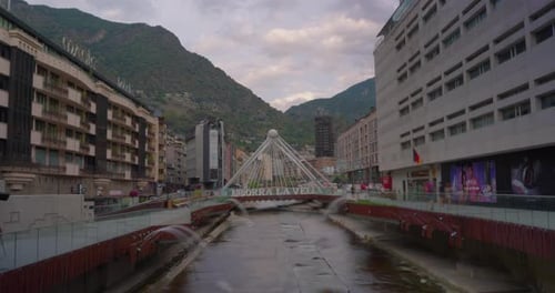 Andorra Andorra La Vella Andorra Andorra La Vella View of One of the Streets with the Valira River