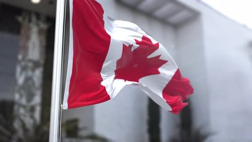 Waving Canadian Flag Animation with Realistic Fabric Movement
