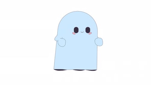 Happy floating spirit line 2D character animation