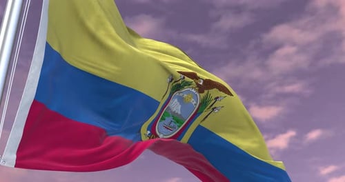 Ecuador Flag Waving in Realistic Slow Motion