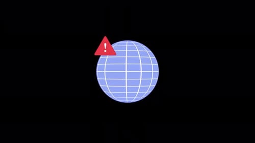 Animated Flat Design Globe Warning Icon