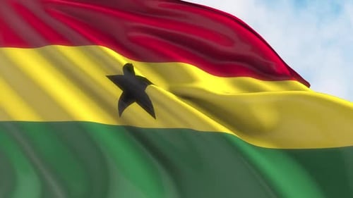 Ghana National Flag Waving Seamless Loop Animation