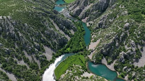 Aerial View Where Rivers Krnjeza and Krupa Merge