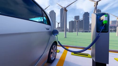 New Energy Electric Vehicle Parking Lot And Charging Pile 3D Animation