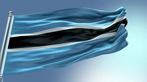 Realistic Botswana National Flag Waving in Wind