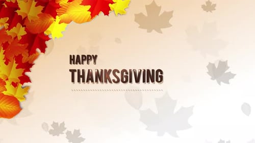 Happy Thanksgiving Animated Title with Falling Autumn Leaves