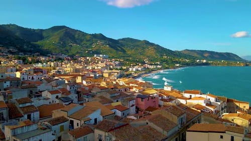 Cefalu Sicily Sunset at the Beach of Cefalu Sicilia Italy