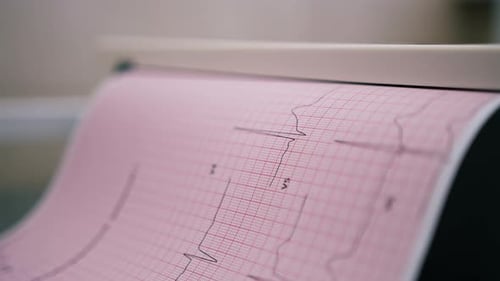 a cardiologist makes an ECG cardiogram for a patient prints an analysis of the patient's pulse rate