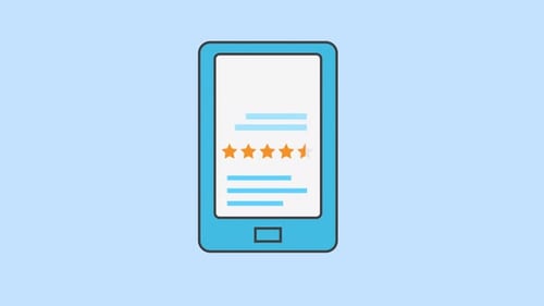 Animated Flat Design Smartphone Customer Review and Rating Interface